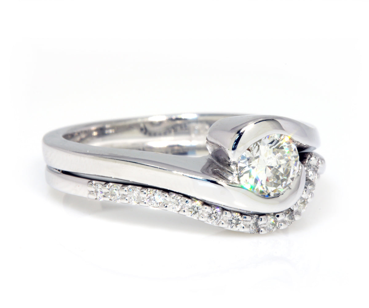 Curved Bypass Diamond Wedding Ring