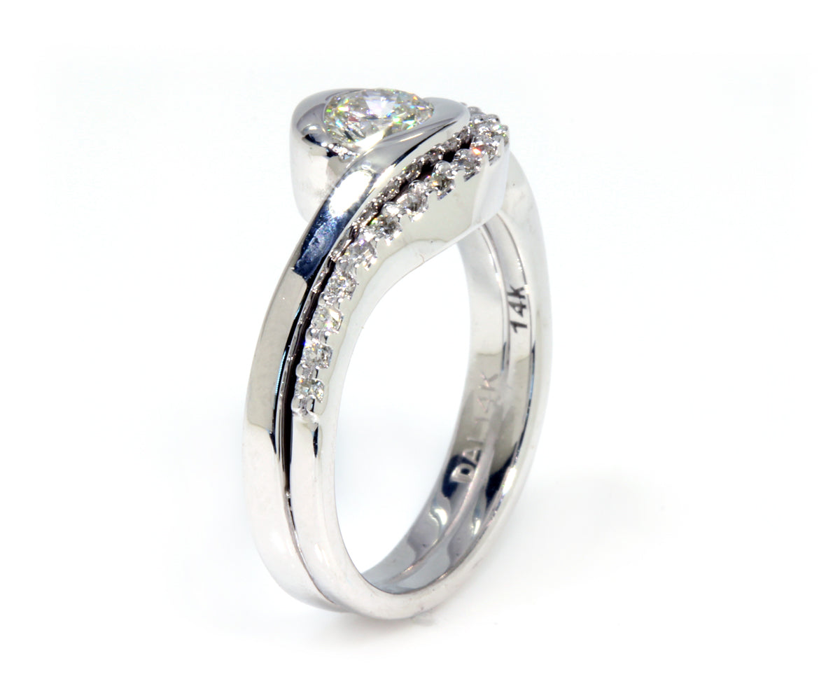Curved Bypass Diamond Wedding Ring
