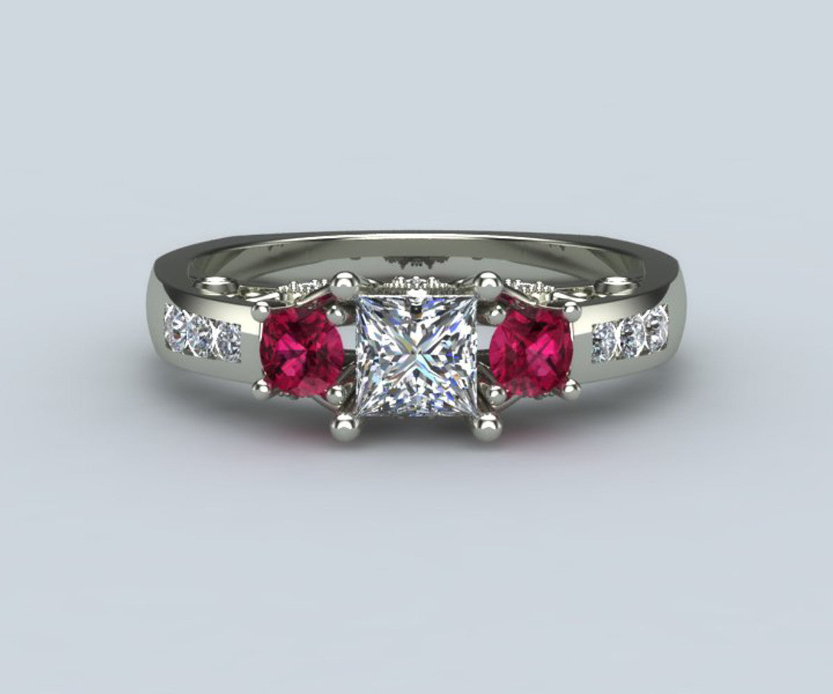 Custom Pink Sapphire and Diamond Wedding Ring