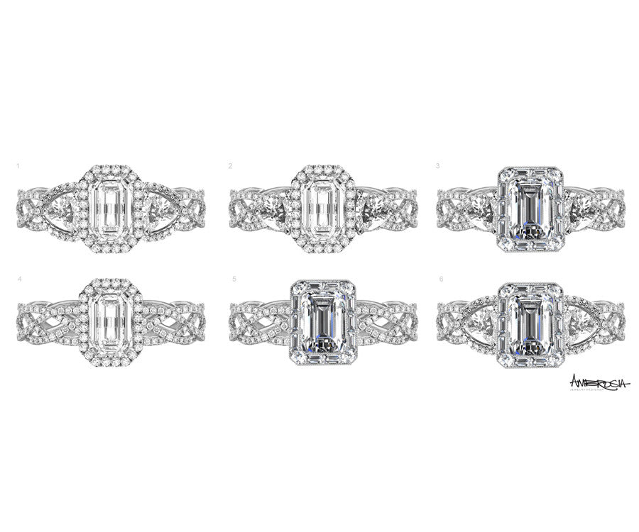 Emerald Diamond Halo Wedding Ring Redesign