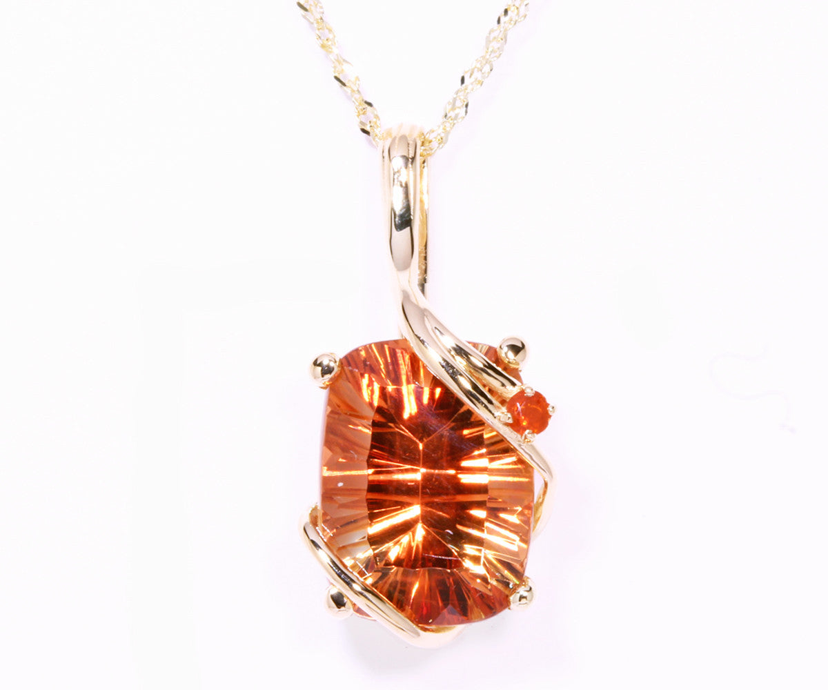 Collar de piedra solar y ópalo mexicano de fuego