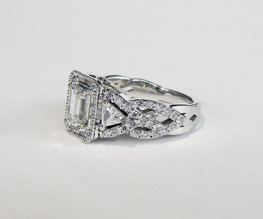 Emerald Diamond Halo Wedding Ring Redesign
