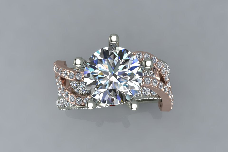 Modern Pink and White Diamond Wedding Ring