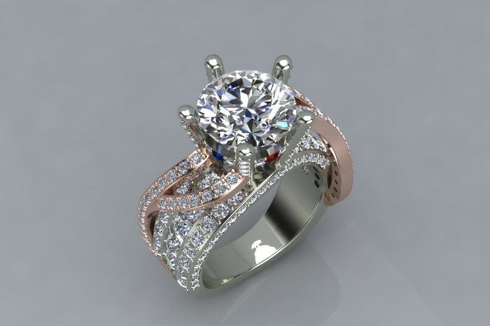 Modern Pink and White Diamond Wedding Ring