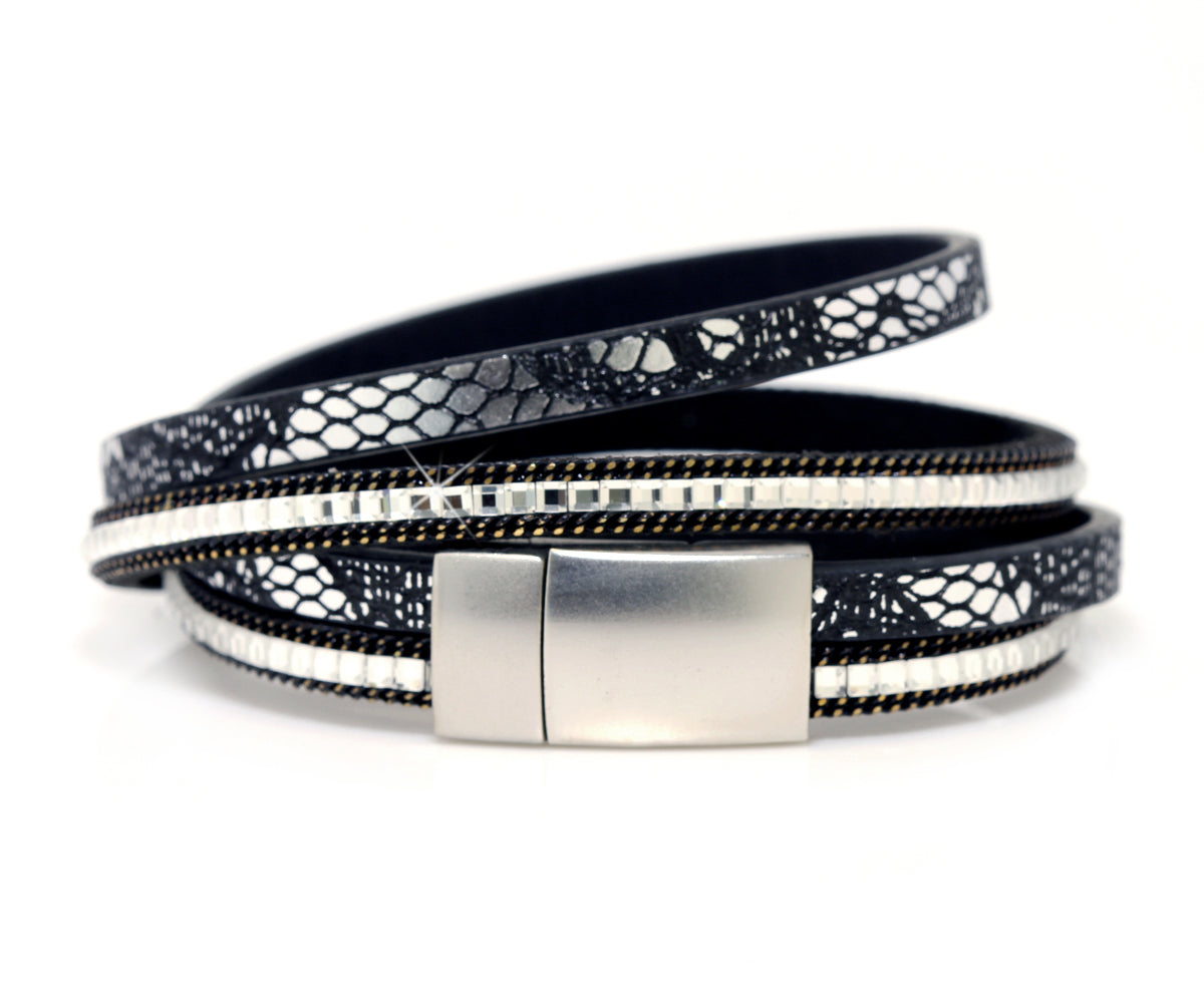 Animal Print Black Gem Sparkly Bracelet