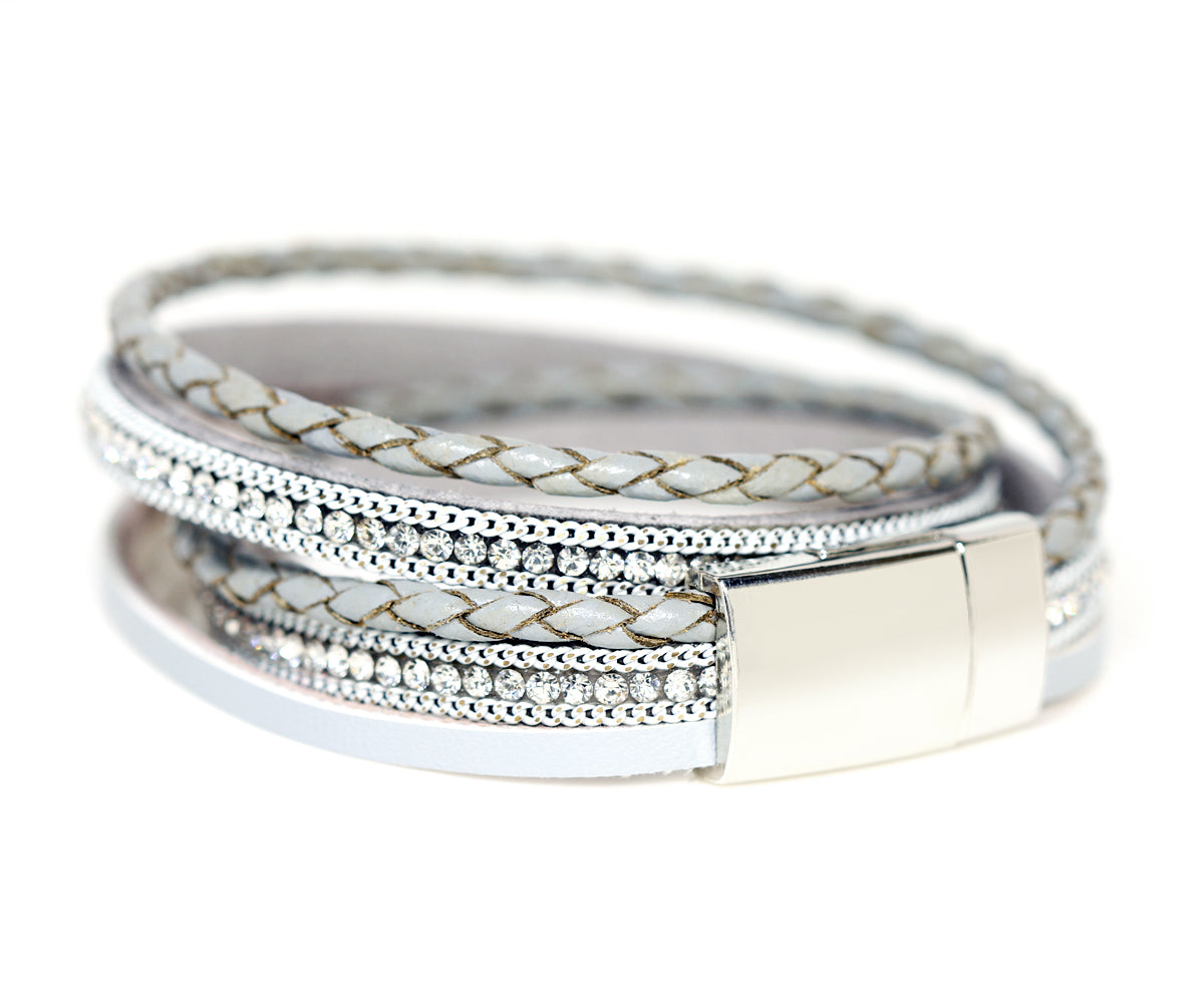 Pulsera trenzada gris brillante
