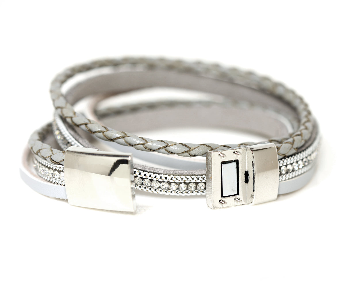 Pulsera trenzada gris brillante
