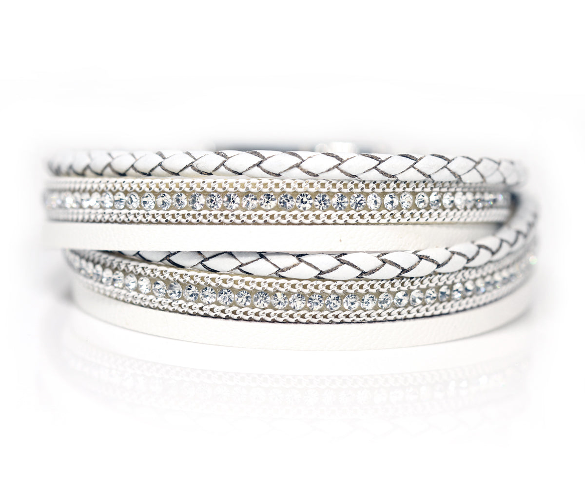 Braided White Sparkly Bracelet