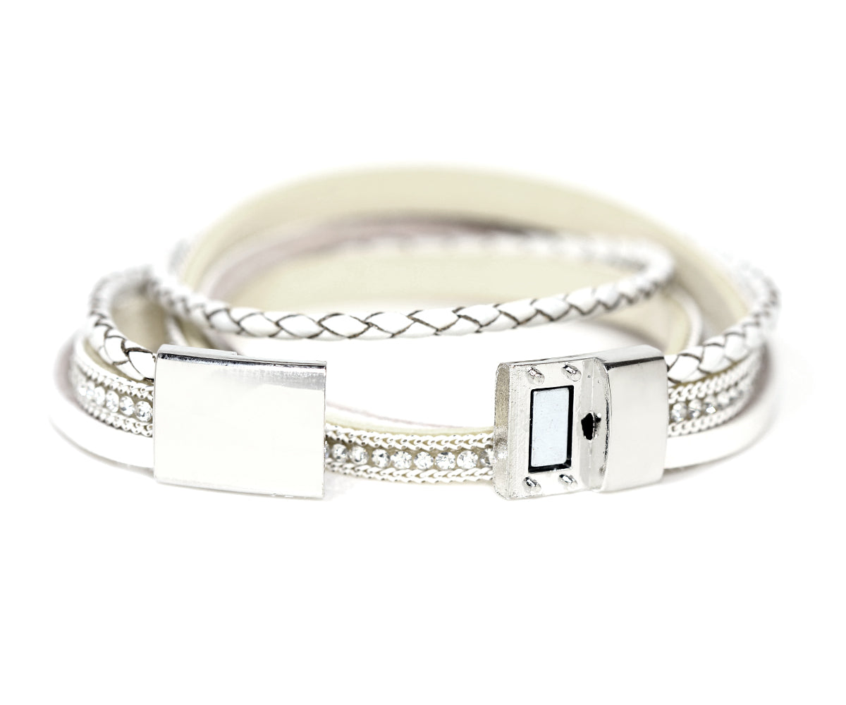 Braided White Sparkly Bracelet