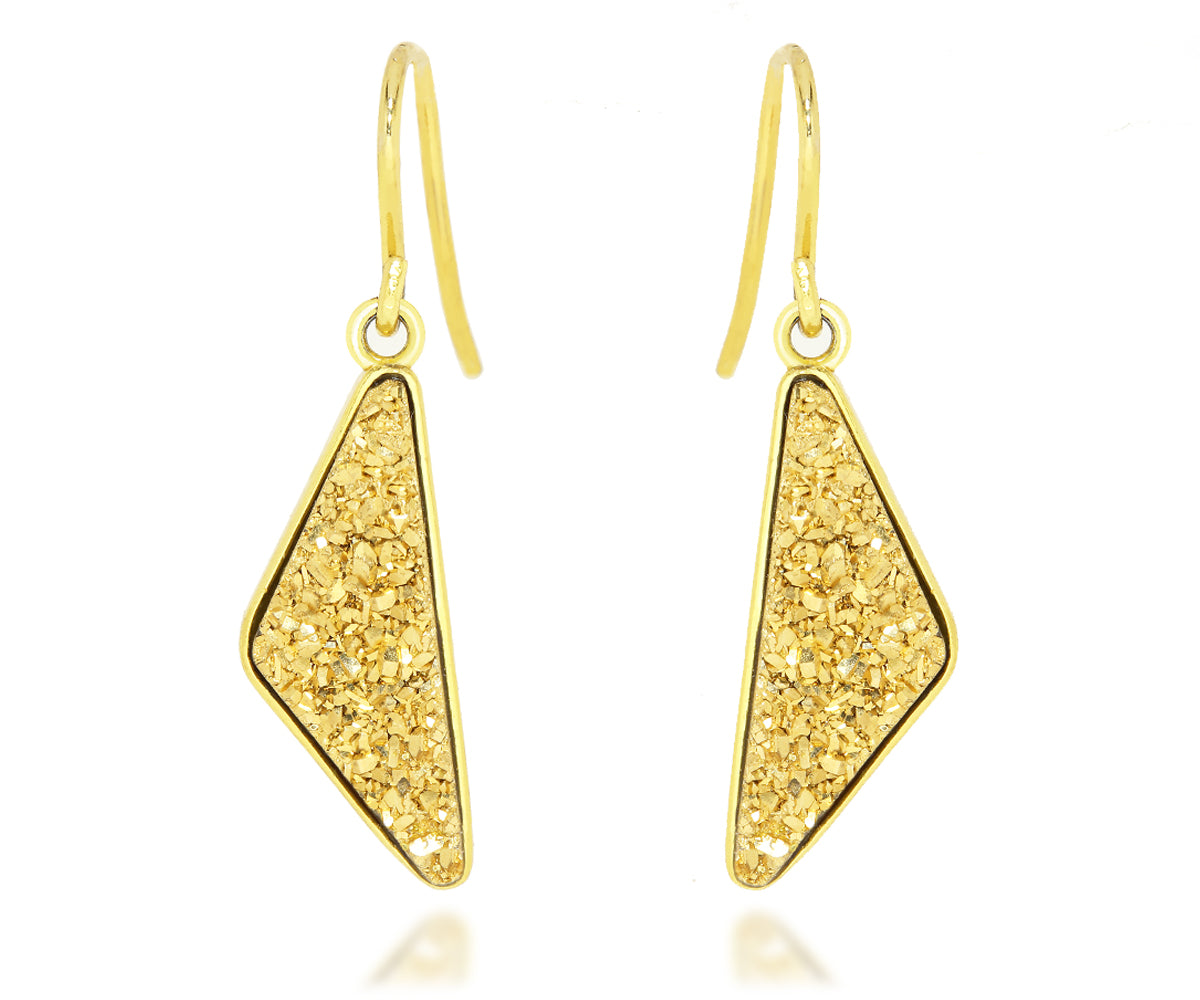Triangle 18K Gold Druzy Earrings