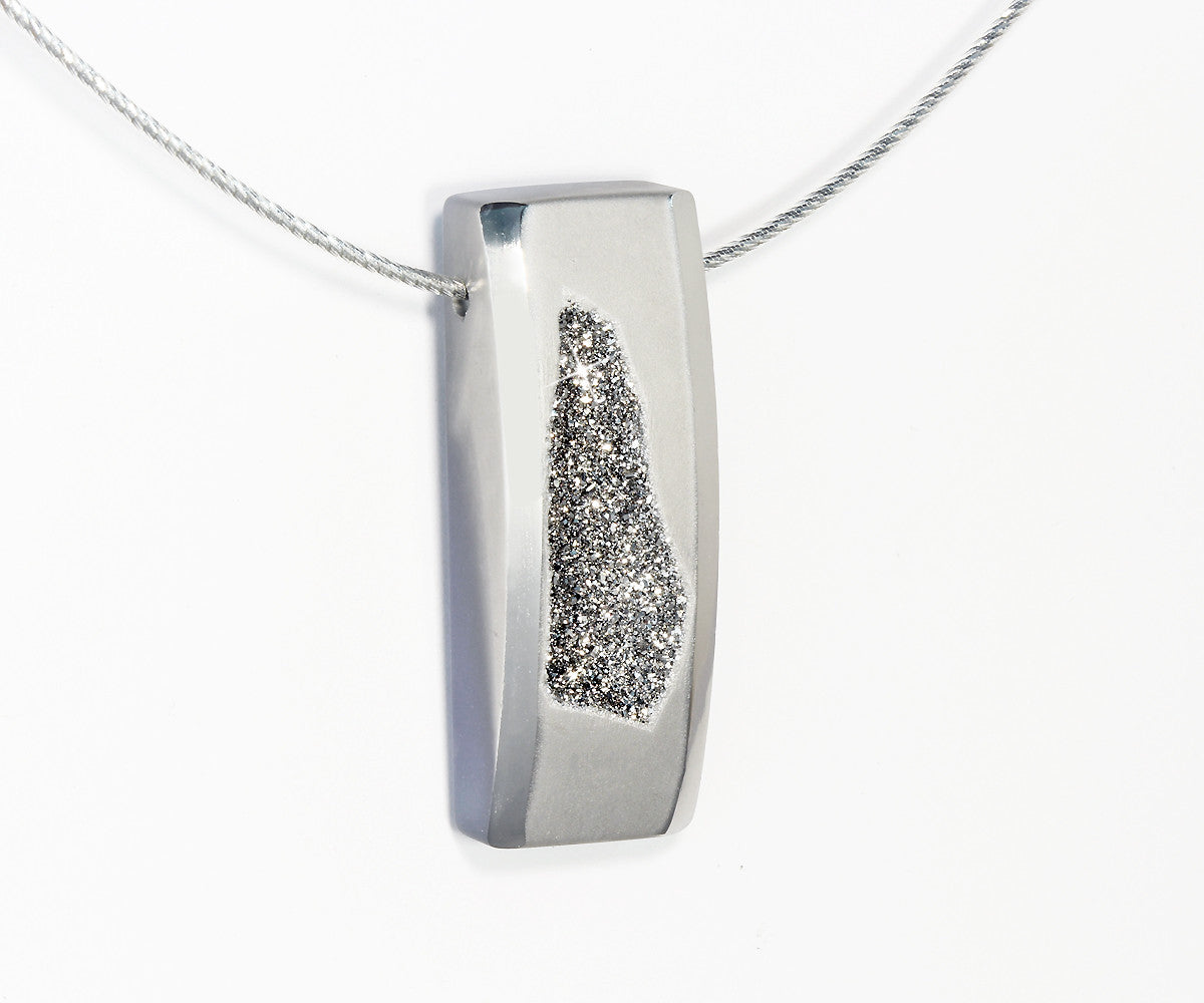 Modern Platinum Druzy Necklace