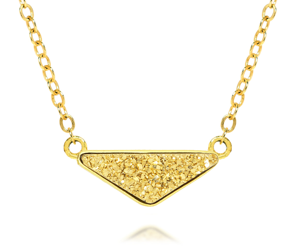 womens triangle 18k gold druzy 14k vermeil drusy necklace