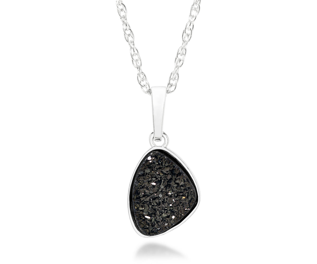 Small Trillion Black Druzy Necklace