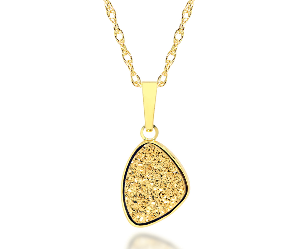 ambrosia womens 18k gold small trillion druzy 14k gold drusy necklace
