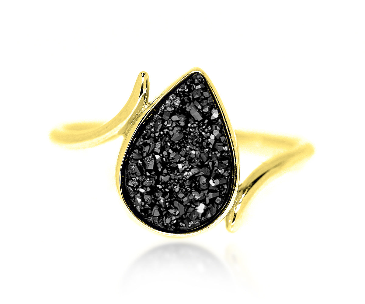 fashion black druzy gold vermeil titanium drusy ring