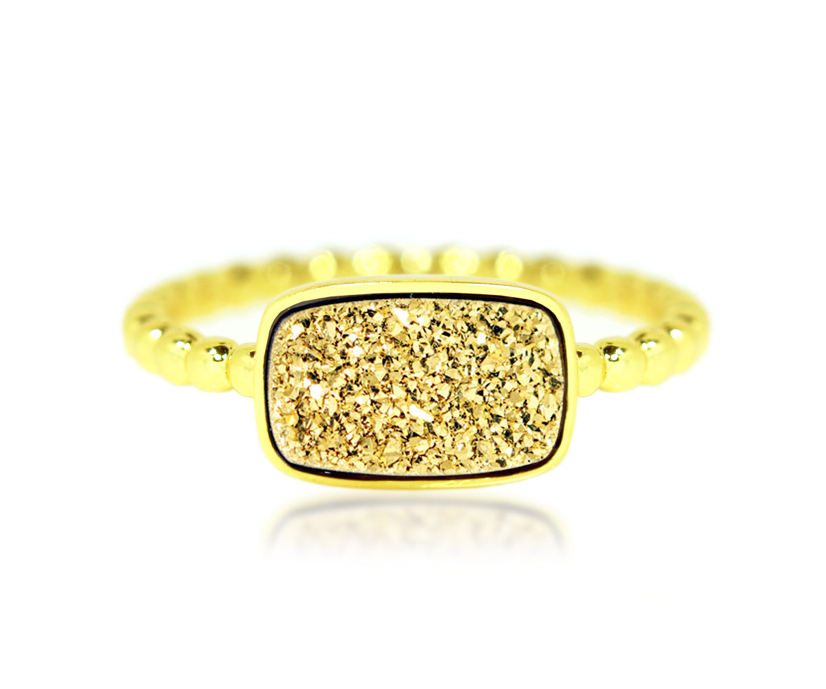 Ambrosia 18k yellow gold rectangle druzy vermeil fashion drusy ring