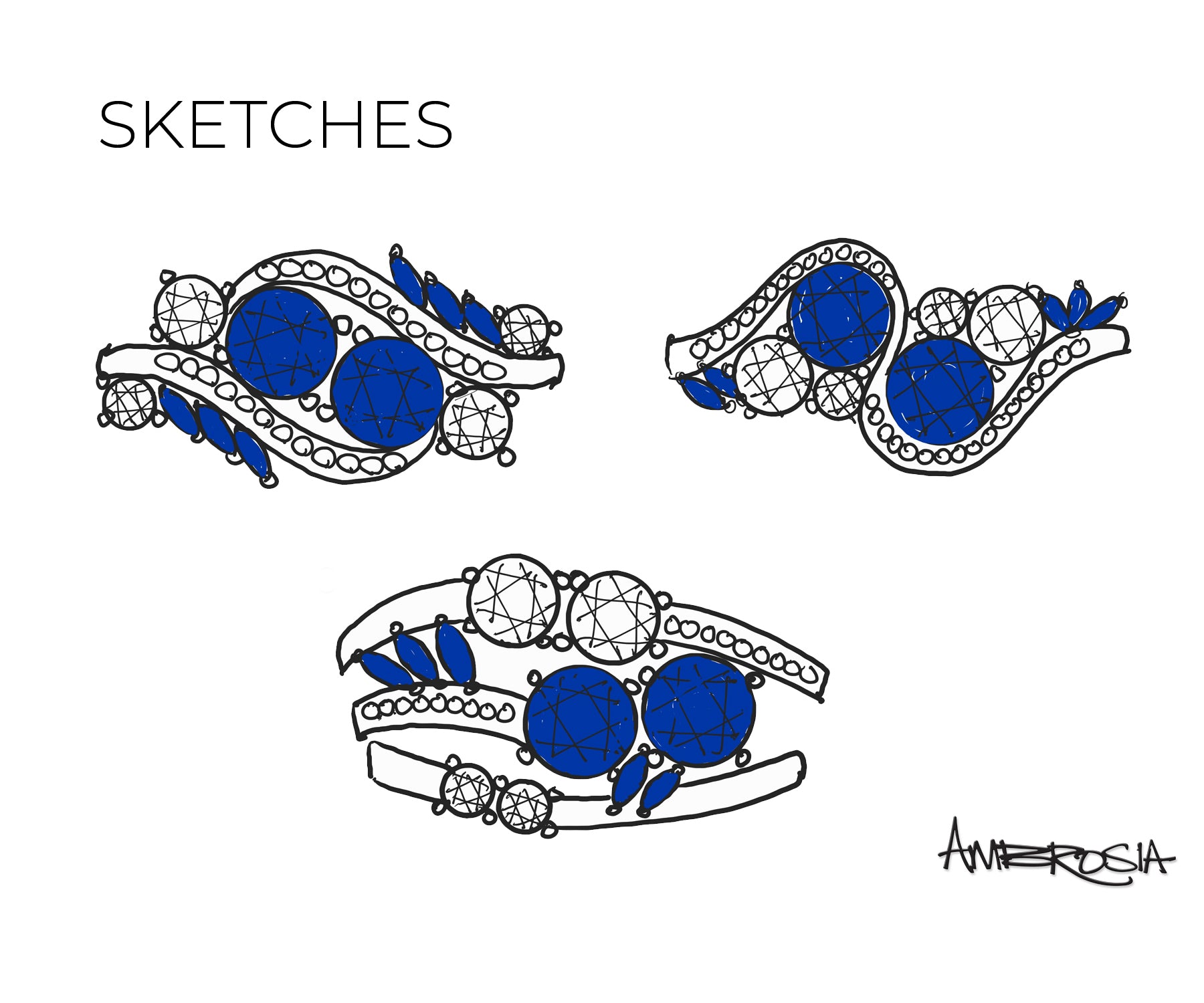 Curved Diamond Blue Sapphire Redesigned Ring