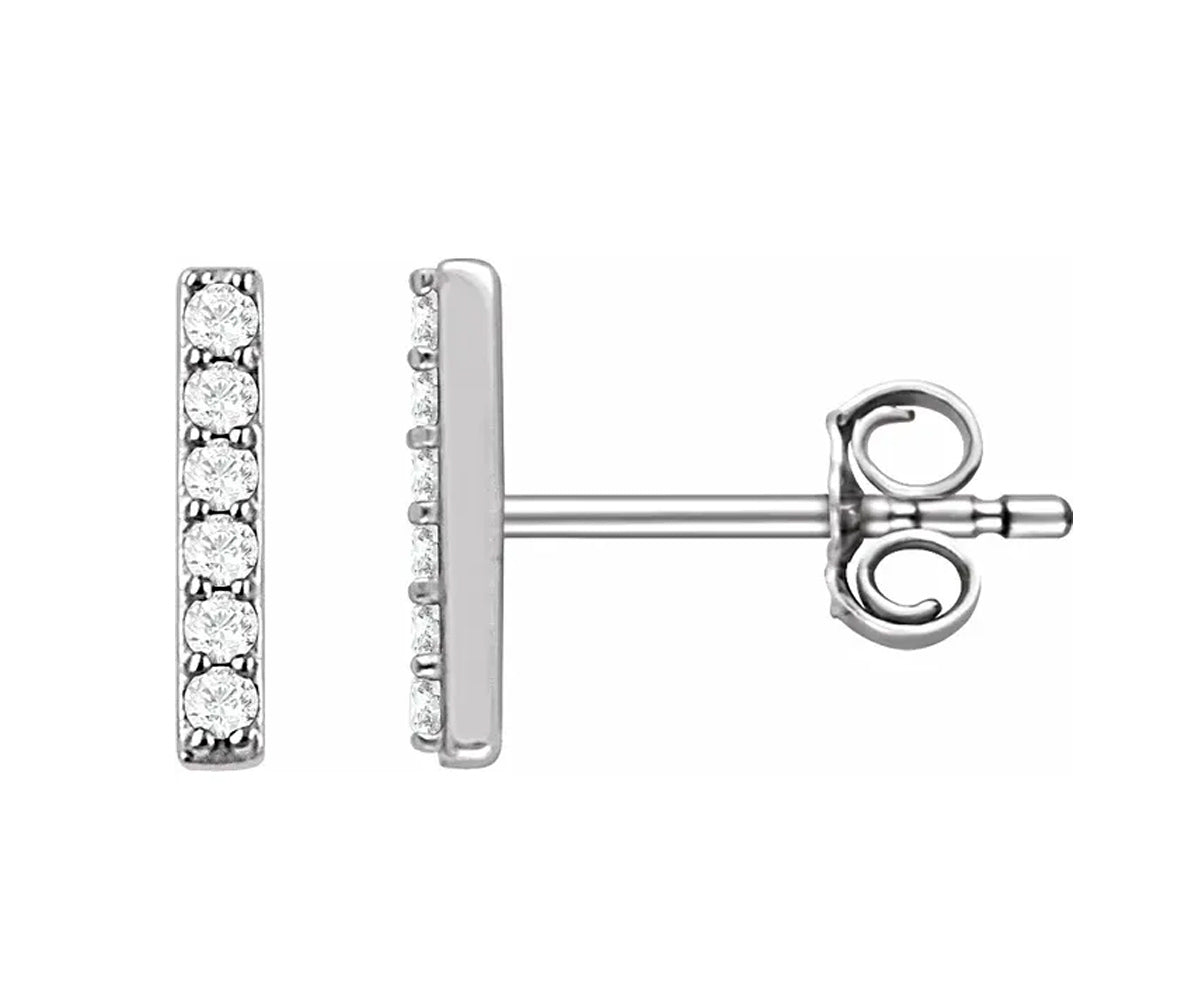 Diamond Bar Stud Earrings