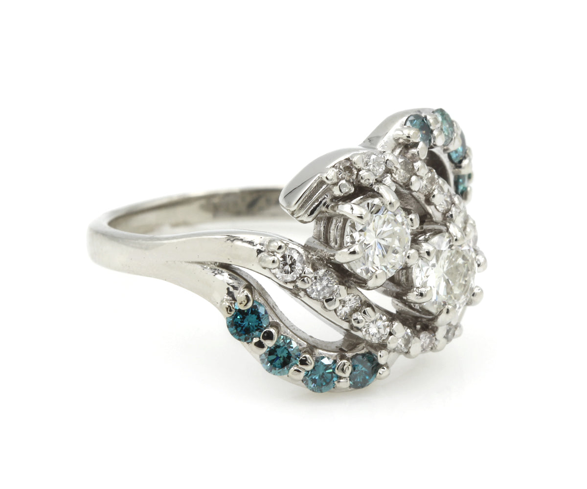 Blue Diamond Double Curved Redesigned Ring