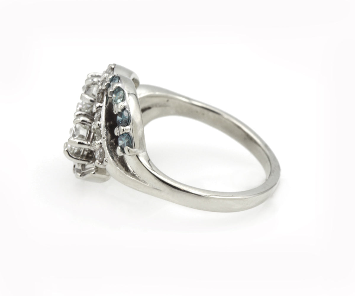 Blue Diamond Double Curved Redesigned Ring