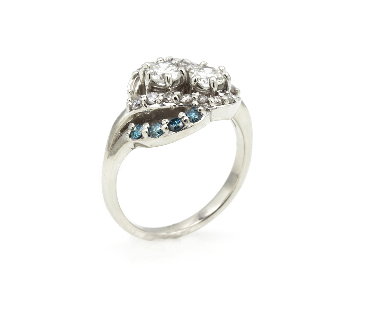 Blue Diamond Double Curved Redesigned Ring