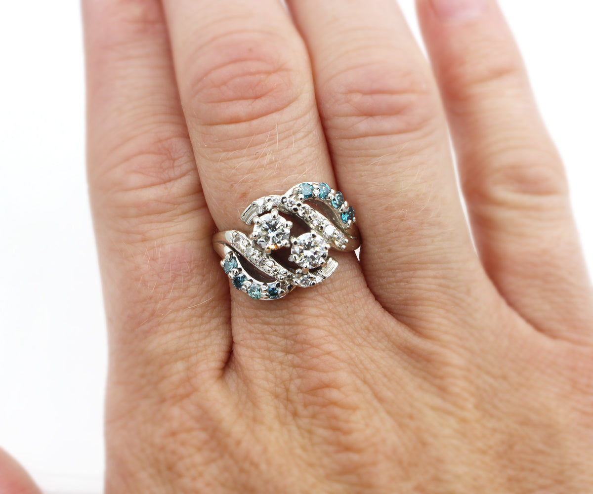 Blue Diamond Double Curved Redesigned Ring