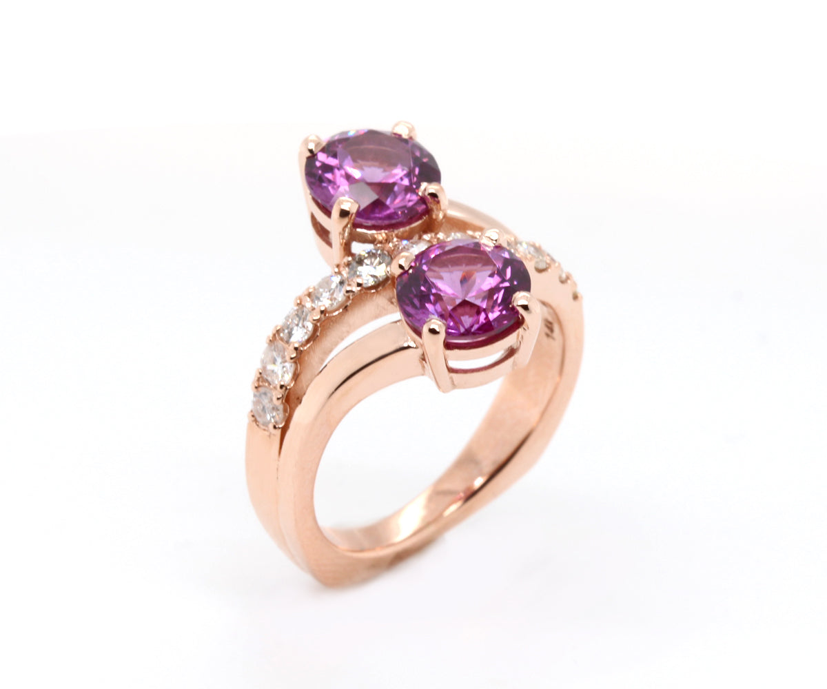 Twist Color Changing Garnet Diamond Ring