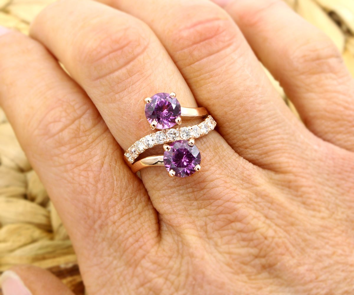 Twist Color Changing Garnet Diamond Ring