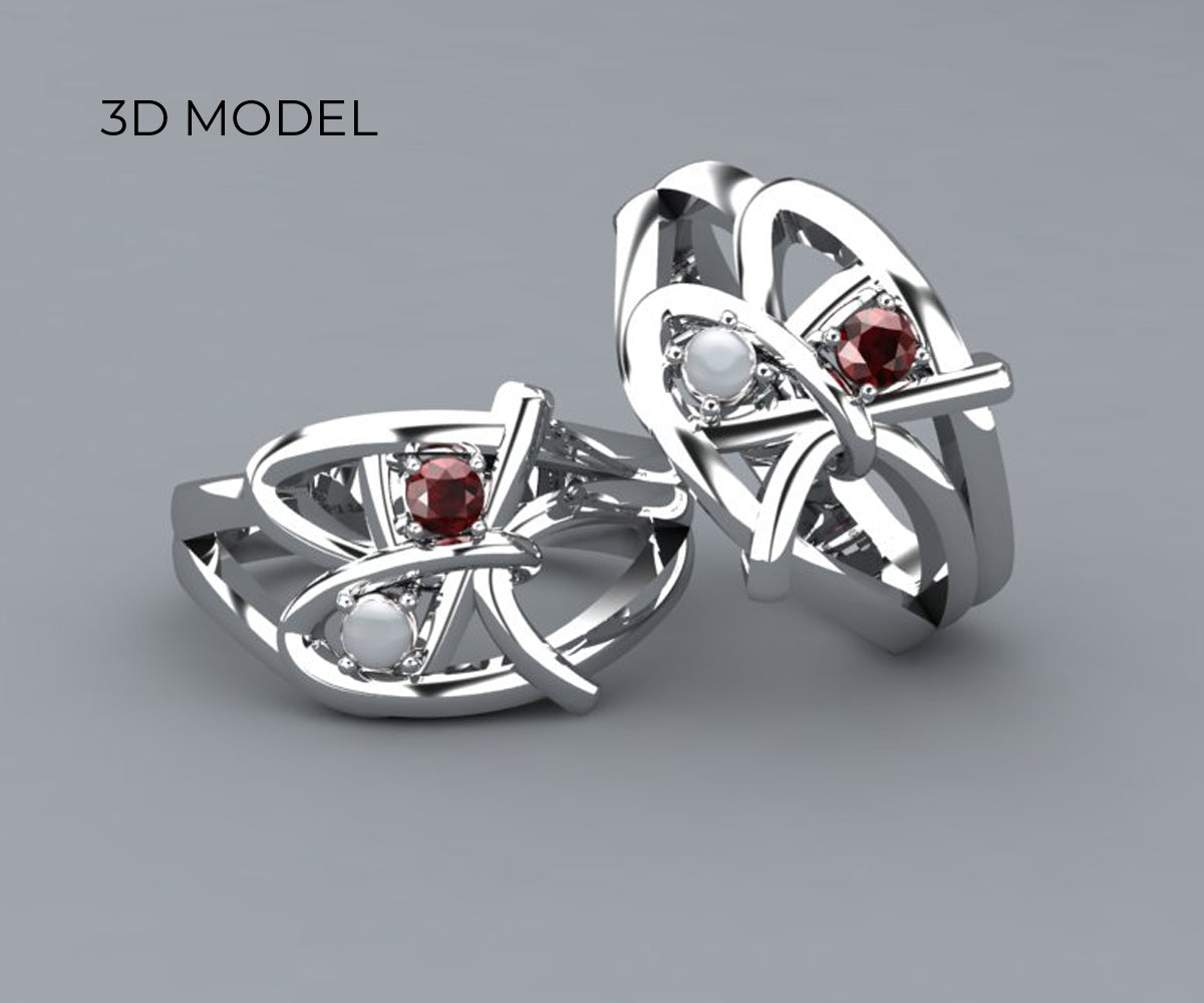 Family Initials Artistic Birthstone Silver Ring