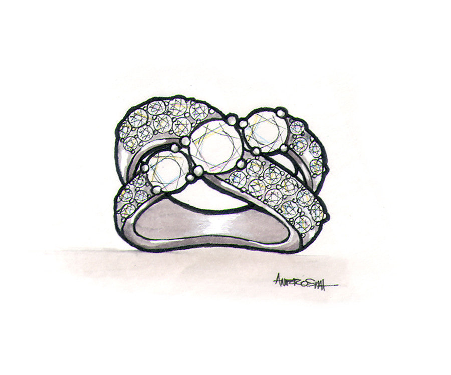 Contemporary Criss Cross Wedding Ring Redesign