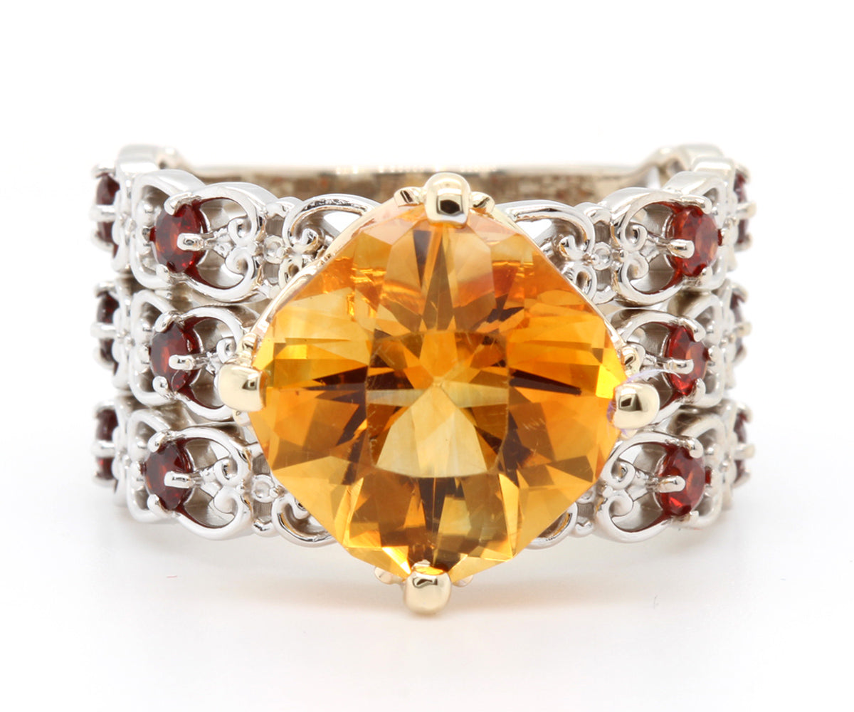 Lacey Citrine and Garnet Vintage Ring