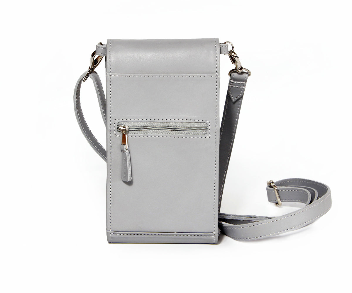 Bolso bandolera de piel auténtica entrecruzado Galloper gris