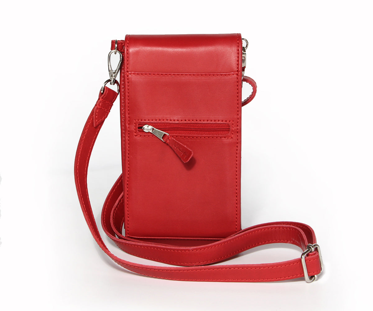 Criss-Cross Genuine Leather Lipstick Red Crossbody Handbag