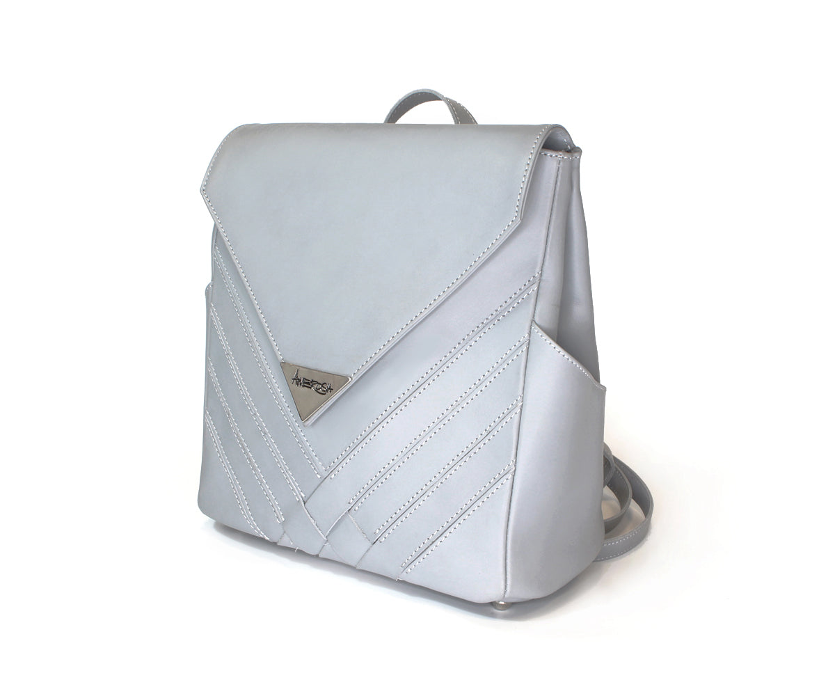 Criss-Cross Genuine Leather Galloper Gray Backpack
