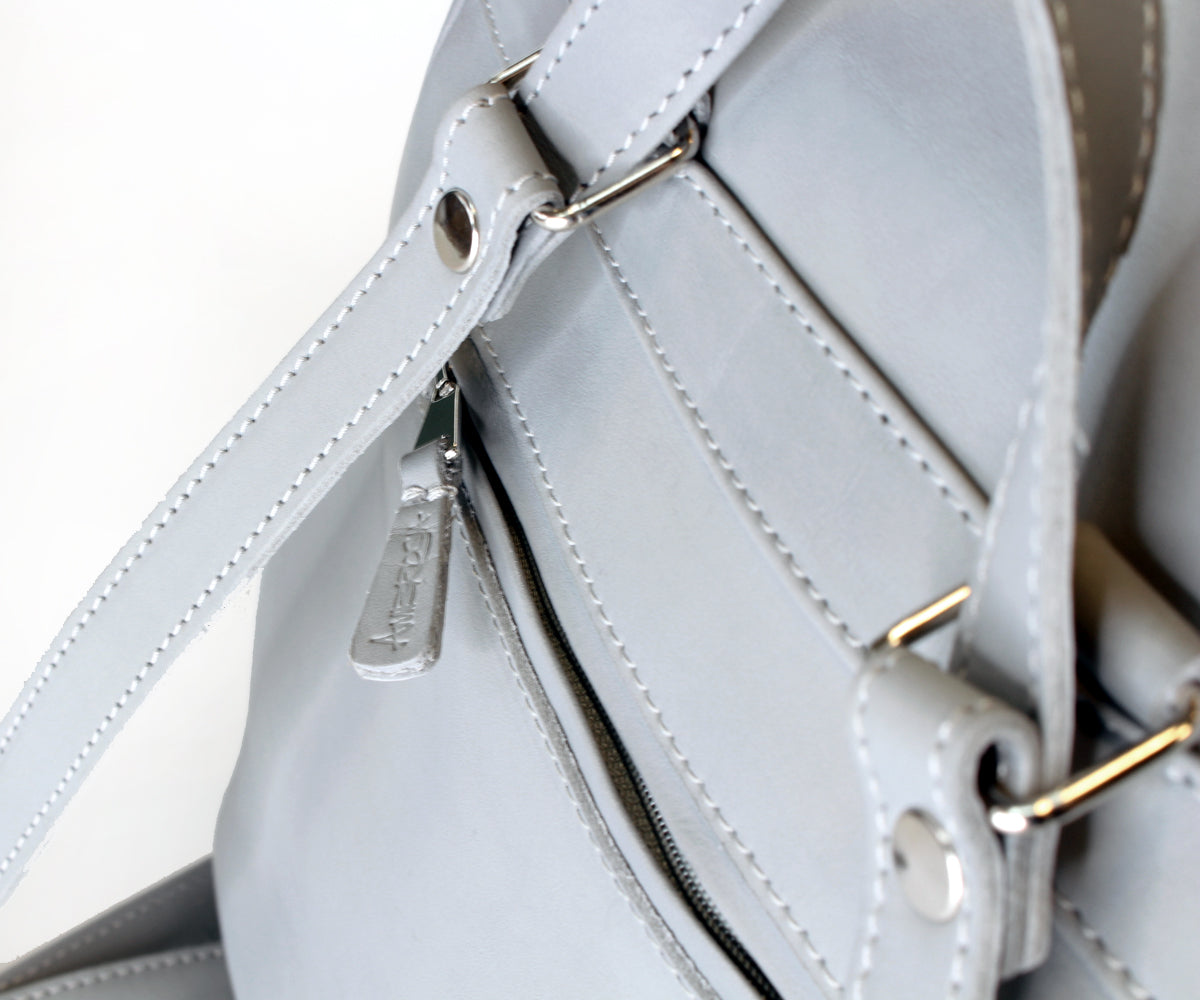 Criss-Cross Genuine Leather Galloper Gray Backpack