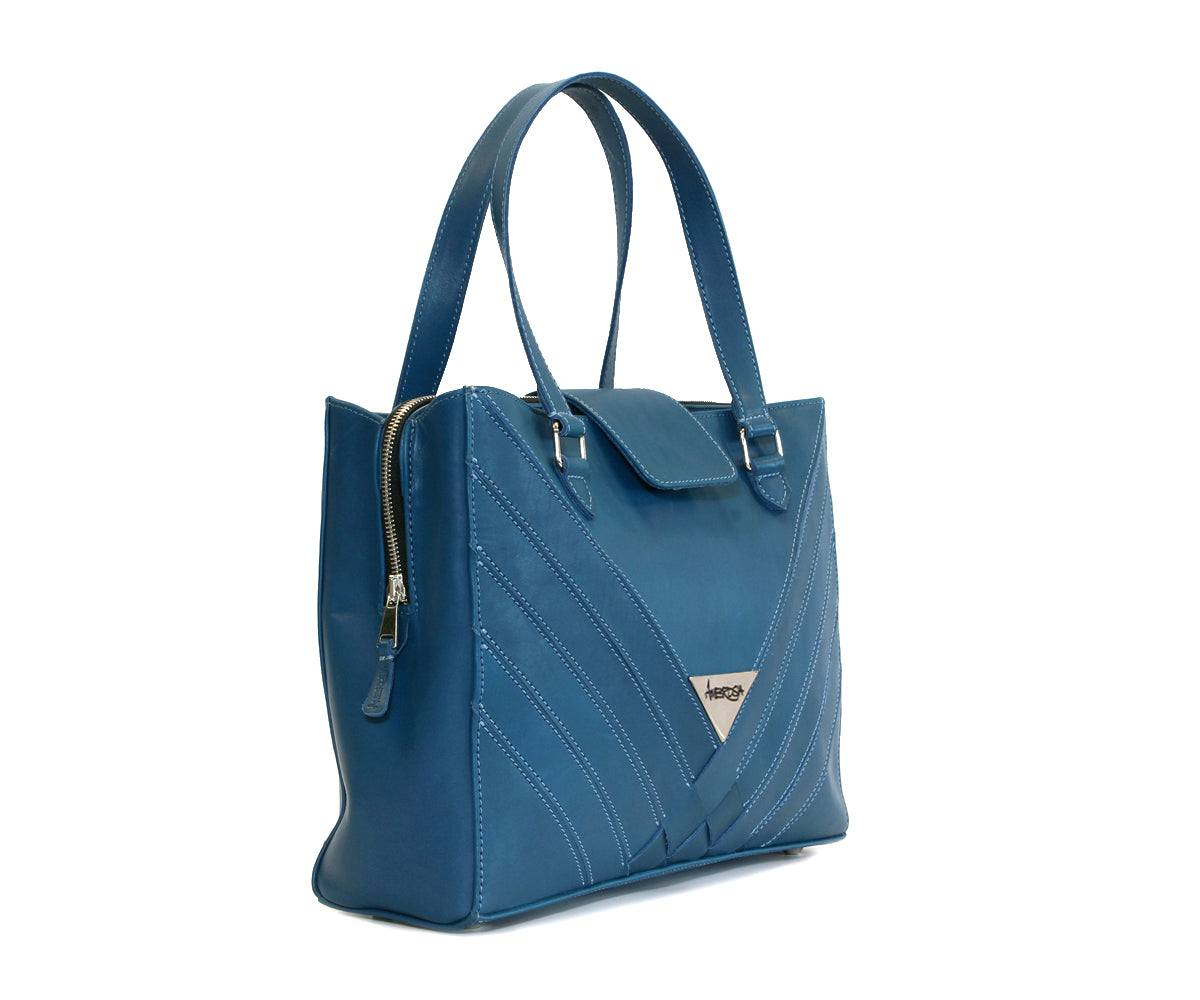 Cartera cruzada de piel auténtica en azul prusiano