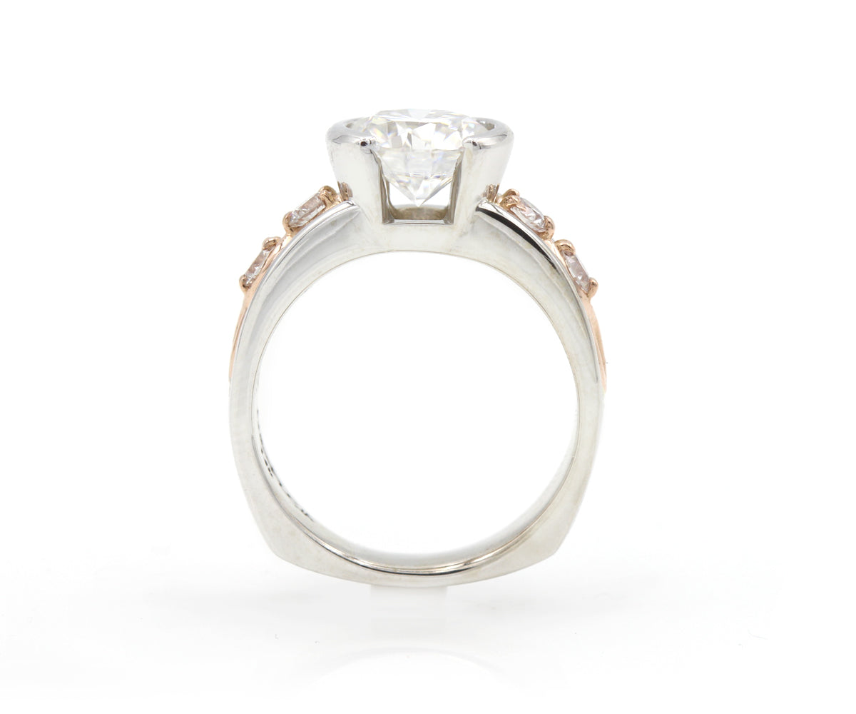 Half Bezel Rose Gold Infinity Diamond Wedding Ring