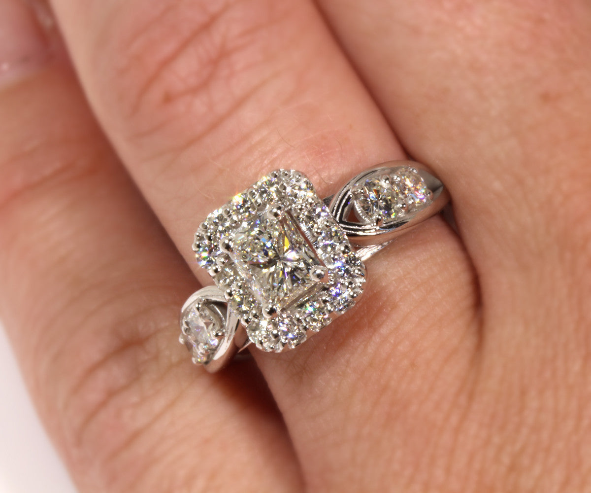 Radiant Diamond Halo Wedding Ring