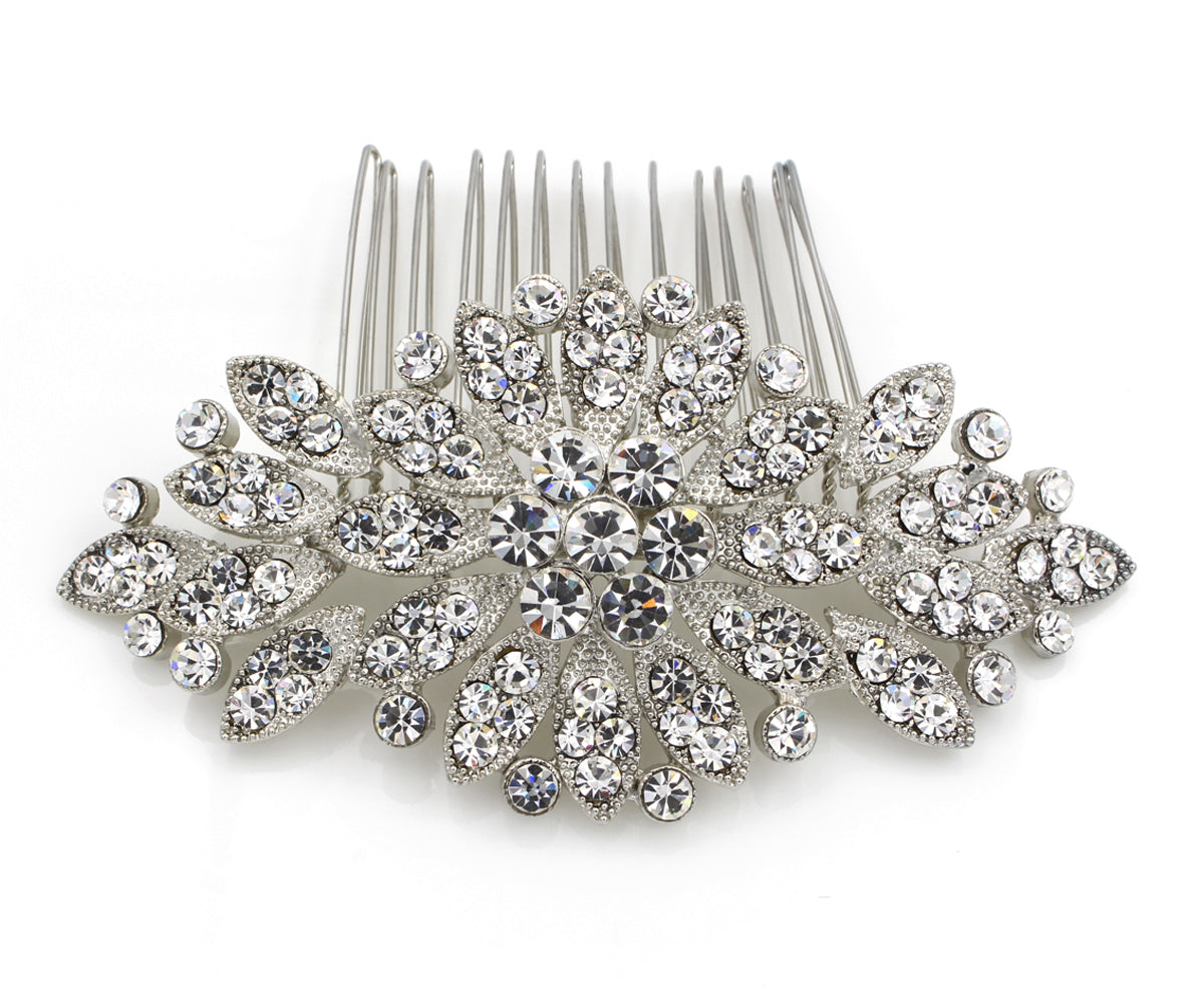 floral rhinestone hair headpiece wedding clip