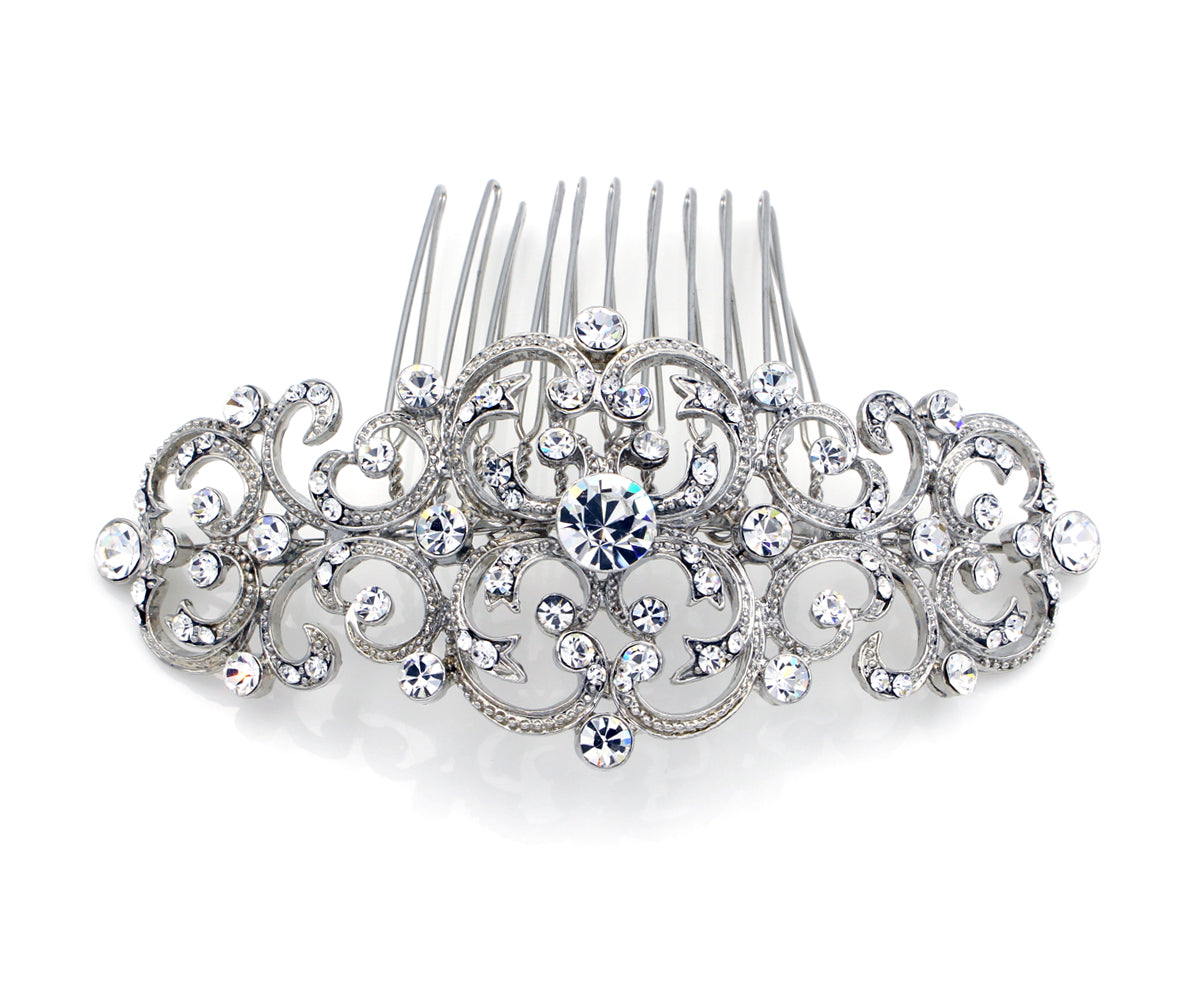 Vintage Swirl Rhinestone Comb Headpiece
