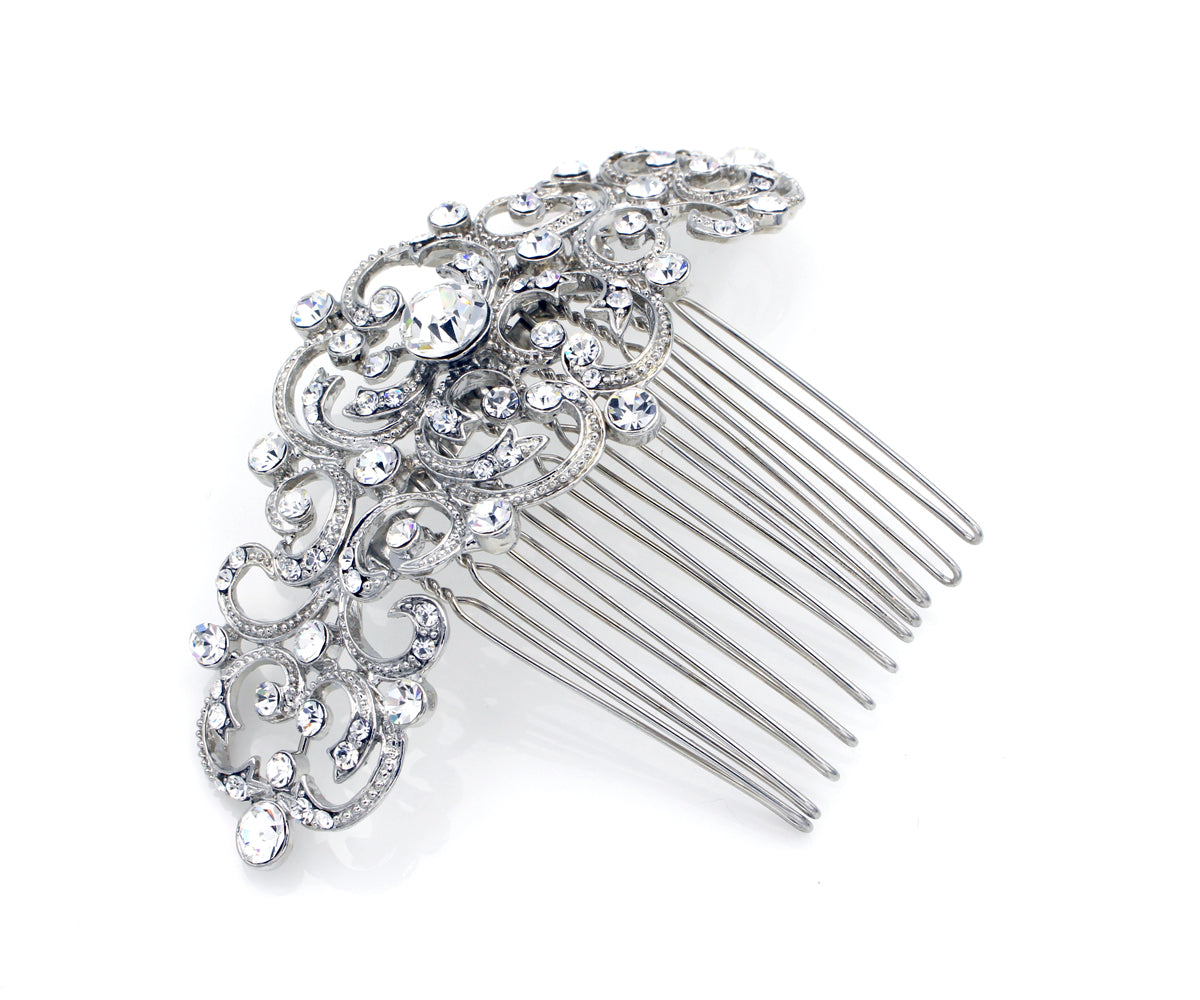 Vintage Swirl Rhinestone Comb Headpiece
