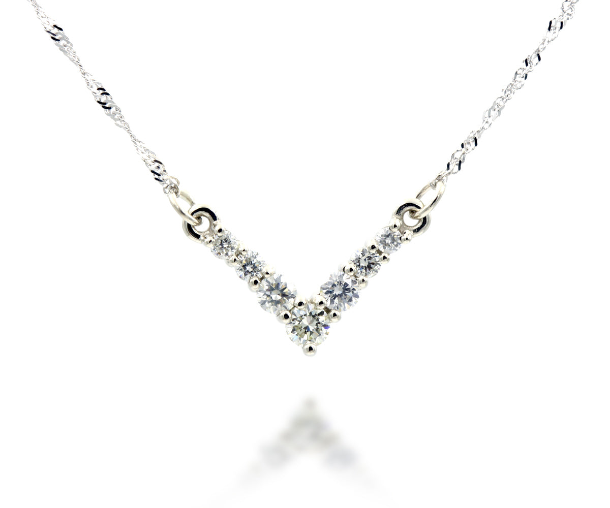 Classic V-Shaped Diamond Necklace