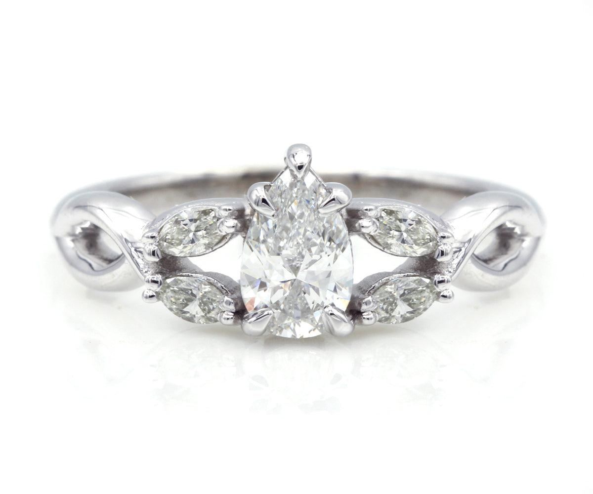 Pear Diamond and Marquise Twist Engagement Ring