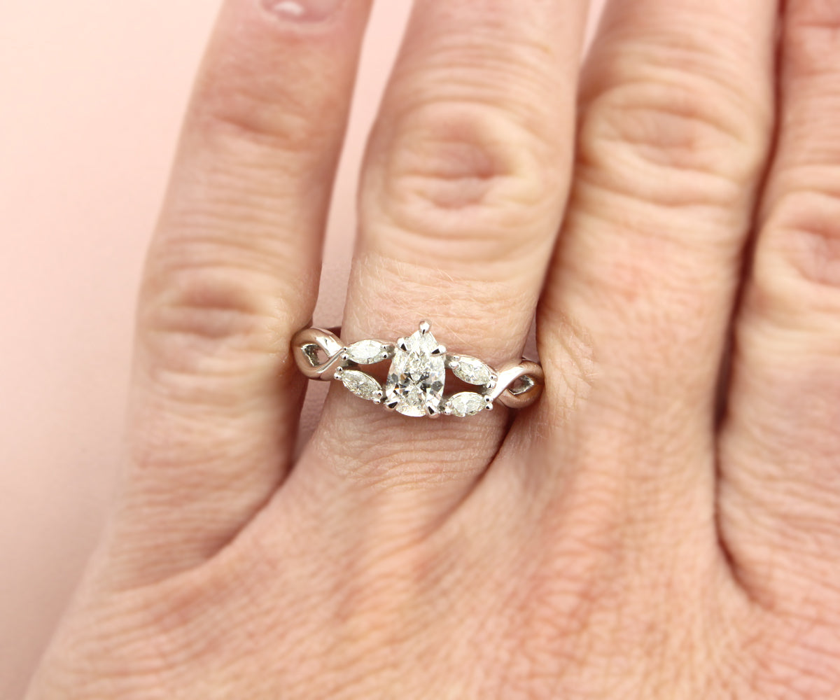 Pear Diamond and Marquise Twist Engagement Ring