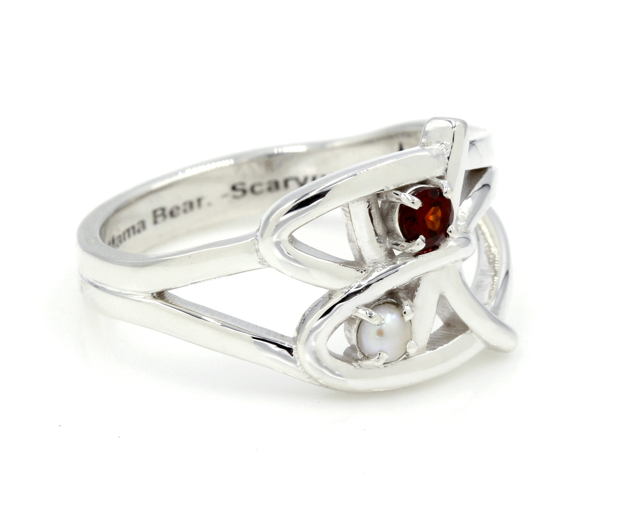 Family Initials Artistic Birthstone Silver Ring