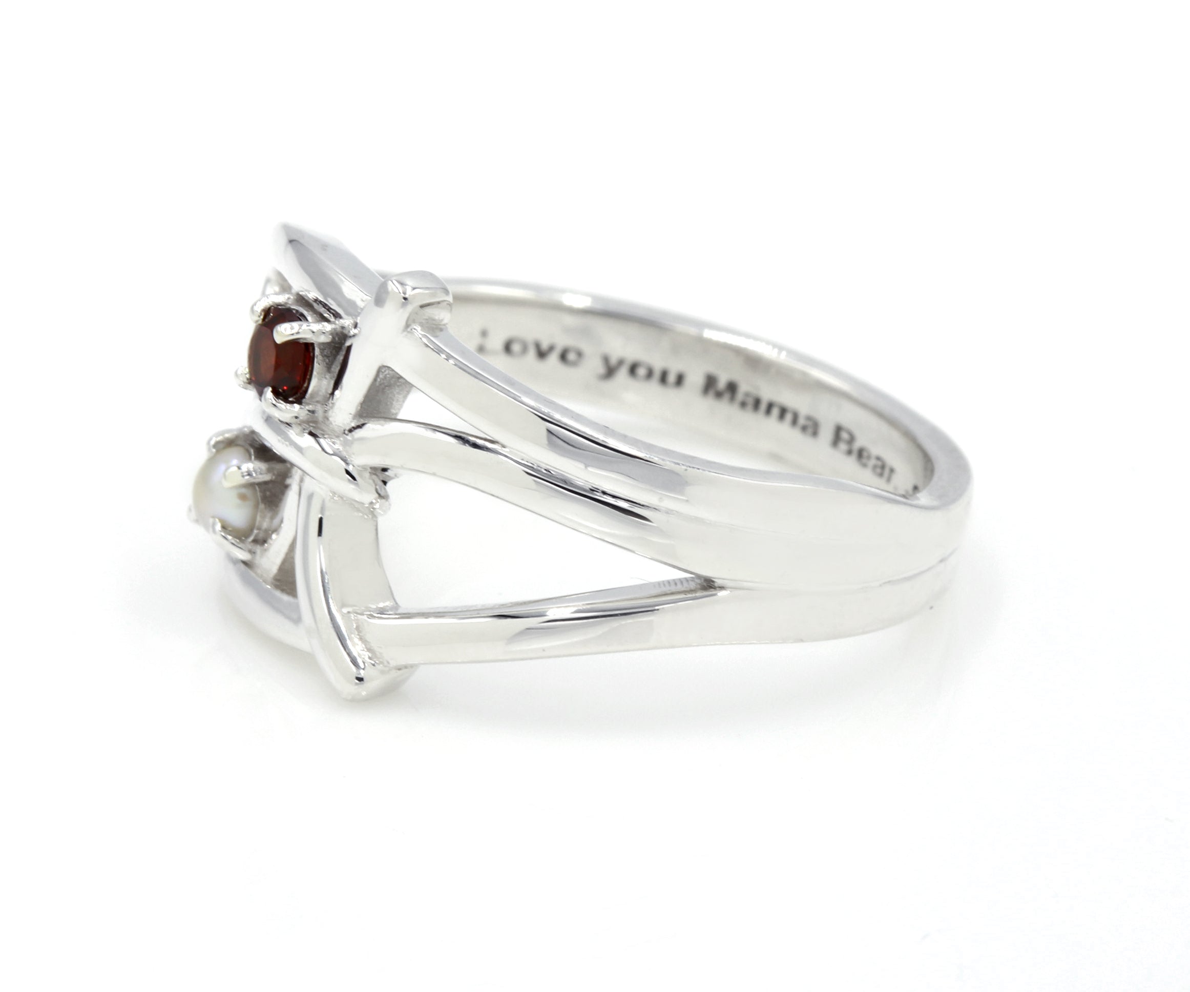 Family Initials Artistic Birthstone Silver Ring