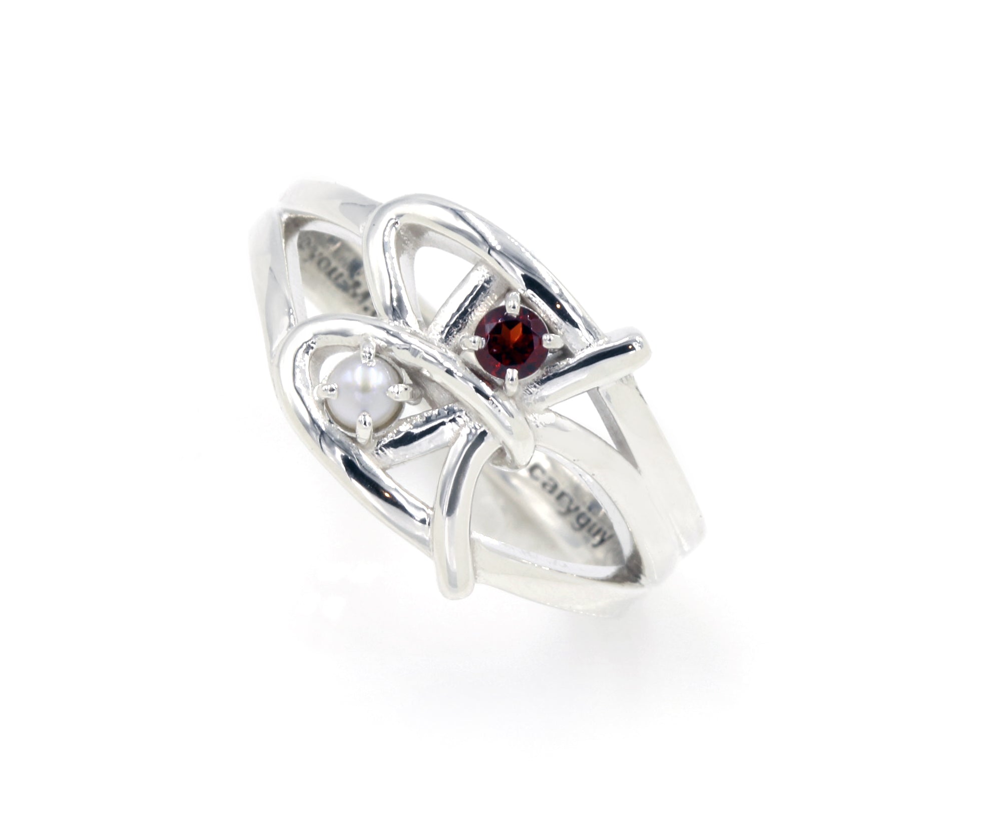 Family Initials Artistic Birthstone Silver Ring