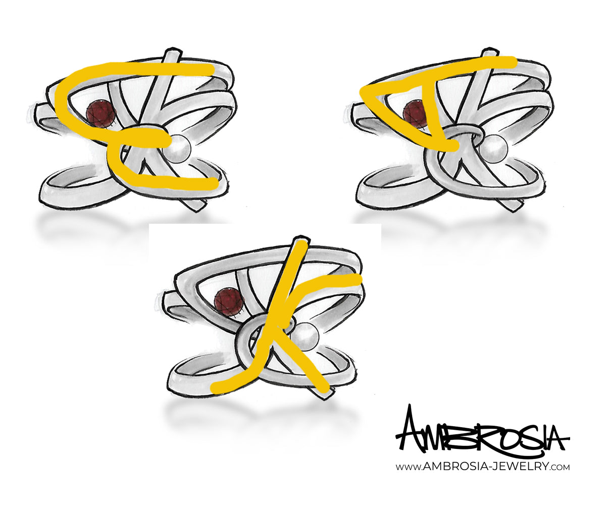 Family Initials Artistic Birthstone Silver Ring