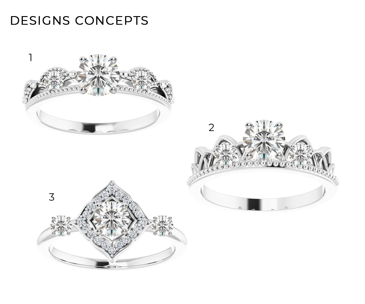 Dainty Vintage Crown Diamond Ring