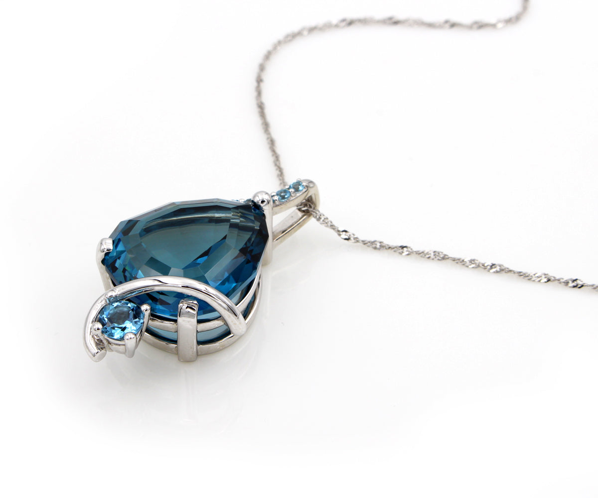 Stunning Swirl London Blue Topaz Necklace